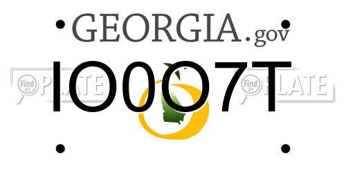 IO0O7T Georgia License Plate