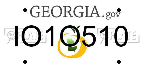 IO1O510 Georgia License Plate