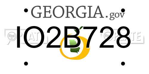 IO2B728 Georgia License Plate