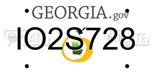 IO2S728 Georgia License Plate