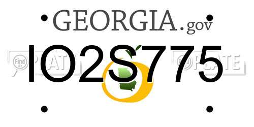 IO2S775 Georgia License Plate