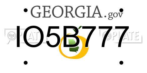 IO5B777 Georgia License Plate