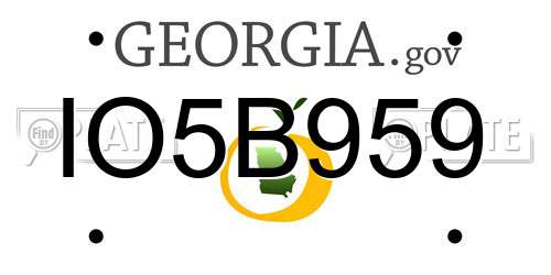 IO5B959 Georgia License Plate