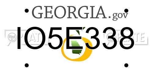IO5E338 Georgia License Plate