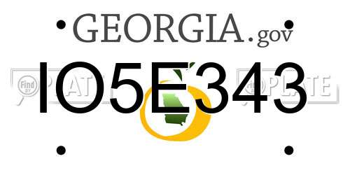 IO5E343 Georgia License Plate