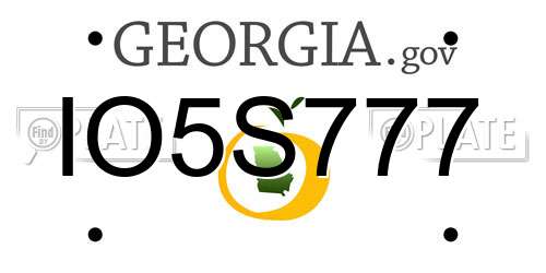 IO5S777 Georgia License Plate