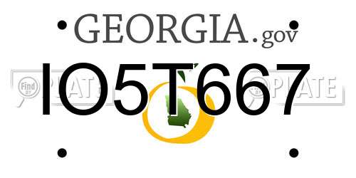 IO5T667 Georgia License Plate