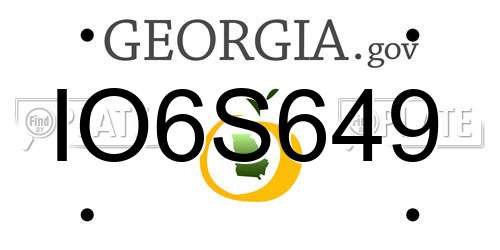 IO6S649 Georgia License Plate