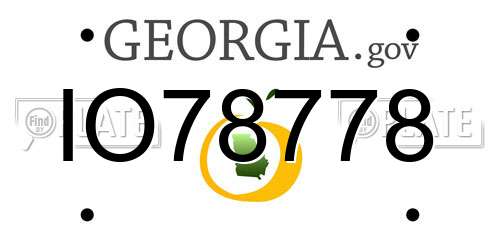 IO78778 Georgia License Plate