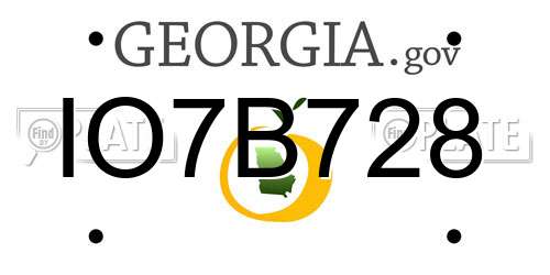 IO7B728 Georgia License Plate