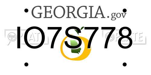 IO7S778 Georgia License Plate