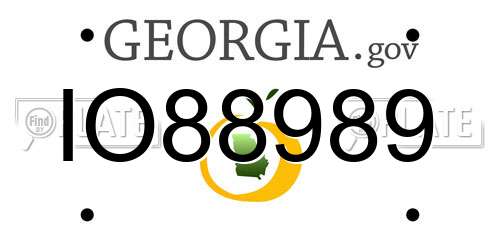 IO88989 Georgia License Plate