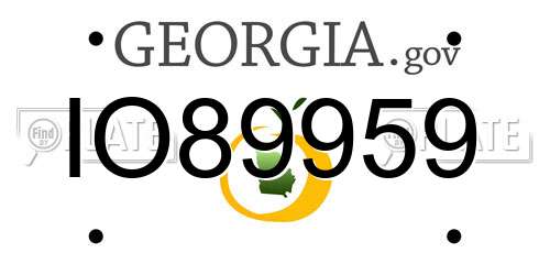 IO89959 Georgia License Plate