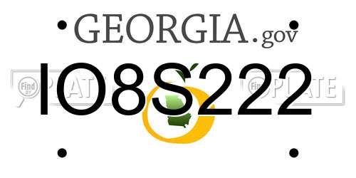 IO8S222 Georgia License Plate