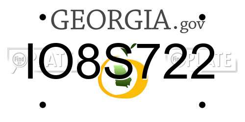 IO8S722 Georgia License Plate