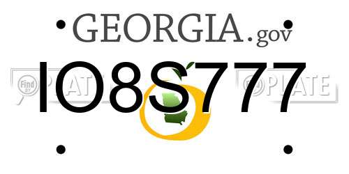 IO8S777 Georgia License Plate