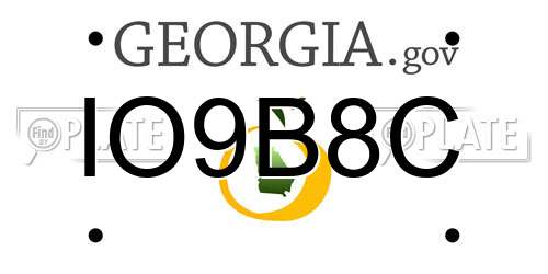 IO9B8C Georgia License Plate