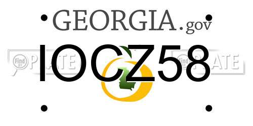 IOCZ58 Georgia License Plate
