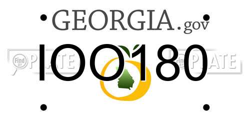 IOO180 Georgia License Plate