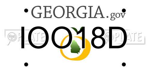 IOO18D Georgia License Plate