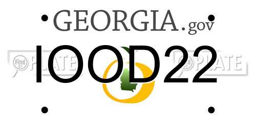 IOOD22 Georgia License Plate