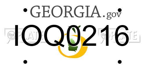 IOQ0216 Georgia License Plate