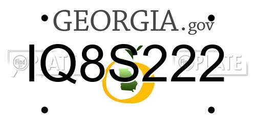 IQ8S222 Georgia License Plate