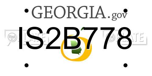 IS2B778 Georgia License Plate
