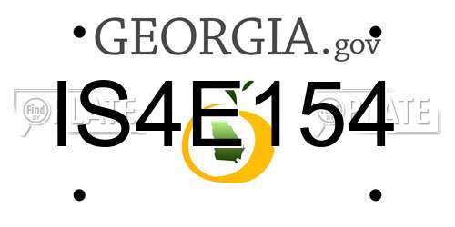 IS4E154 Georgia License Plate