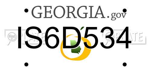 IS6D534 Georgia License Plate