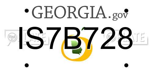 IS7B728 Georgia License Plate