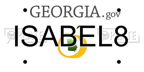 ISABEL8 Georgia License Plate