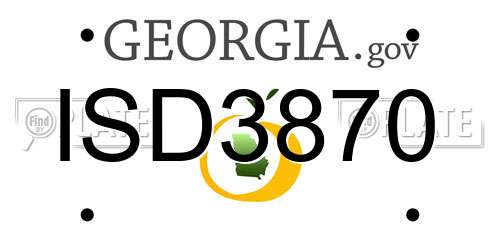 ISD3870 Georgia License Plate