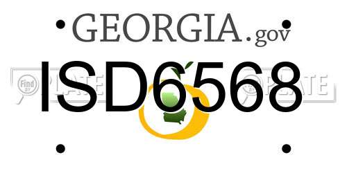 ISD6568 Georgia License Plate