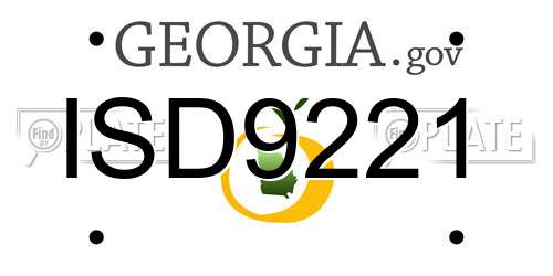 ISD9221 Georgia License Plate