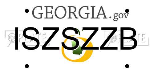 ISZSZZB Georgia License Plate