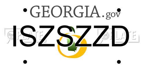 ISZSZZD Georgia License Plate