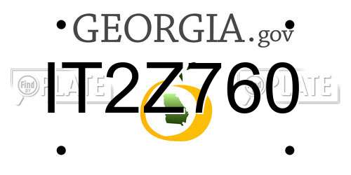IT2Z760 Georgia License Plate