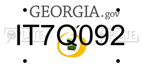 IT7Q092 Georgia License Plate