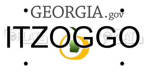 ITZOGGO Georgia License Plate