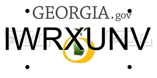 IWRXUNV Georgia License Plate