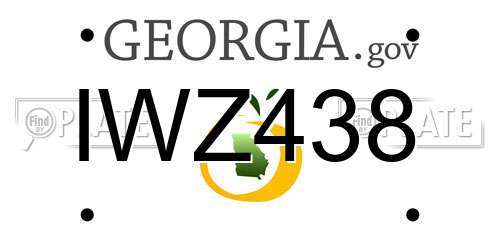 IWZ438 Georgia License Plate