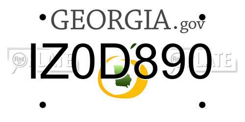 IZ0D890 Georgia License Plate