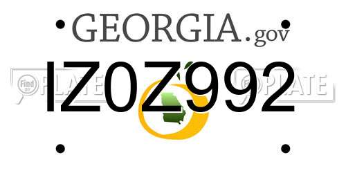 IZ0Z992 Georgia License Plate