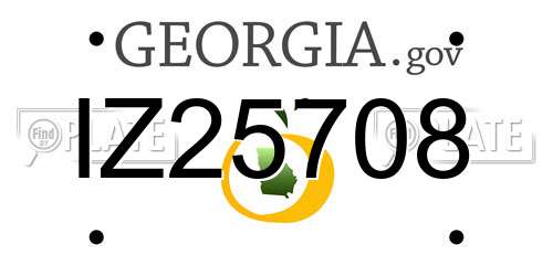 IZ25708 Georgia License Plate