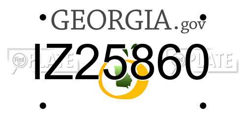 IZ25860 Georgia License Plate