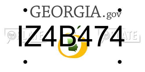 IZ4B474 Georgia License Plate