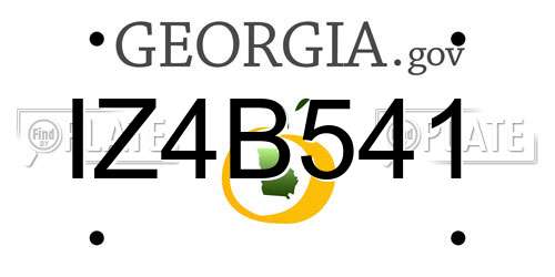 IZ4B541 Georgia License Plate