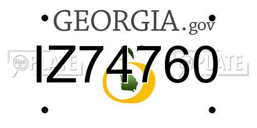 IZ74760 Georgia License Plate