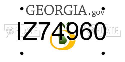 IZ74960 Georgia License Plate